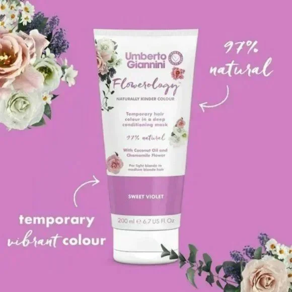 *3 FOR $9* Umberto Giannini Flowerology Temporary Hair Color Mask Sweet Violet - Picture 1 of 4
